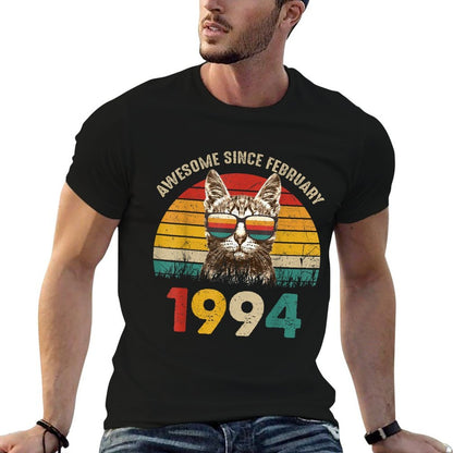 Awesome Since February 1994 Vintage Cat 30th Birthday  Durable T-Shirt