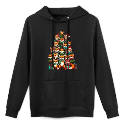 Fox Christmas Tree Funny Fox Xmas Cotton-Polyester Blend Hoodie