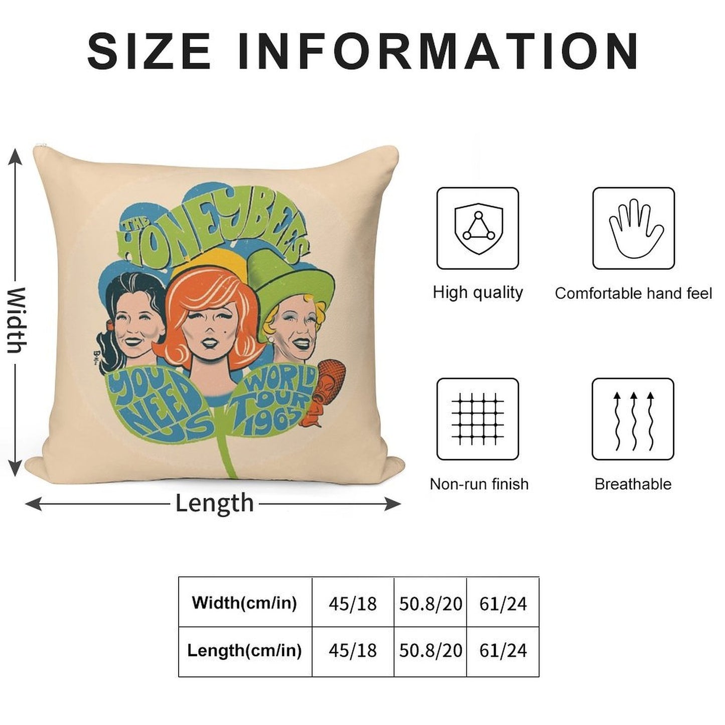 The Honeybees World Tour 1965 - Faded Version Soft Ultra-Soft Texture Throw Pillow