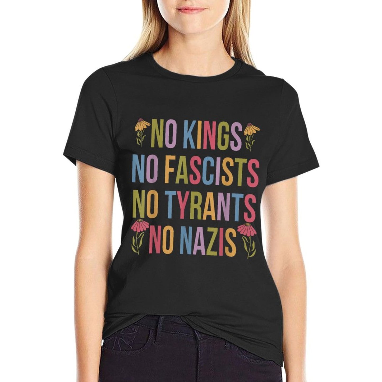 No Kings in America No Fascists We The People Political  Stretchy T-Shirt