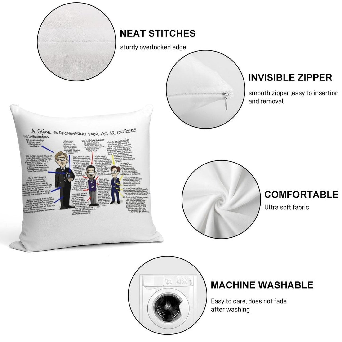 Line of Duty AC12 Guide Soft Shrink-Resistant Throw Pillow