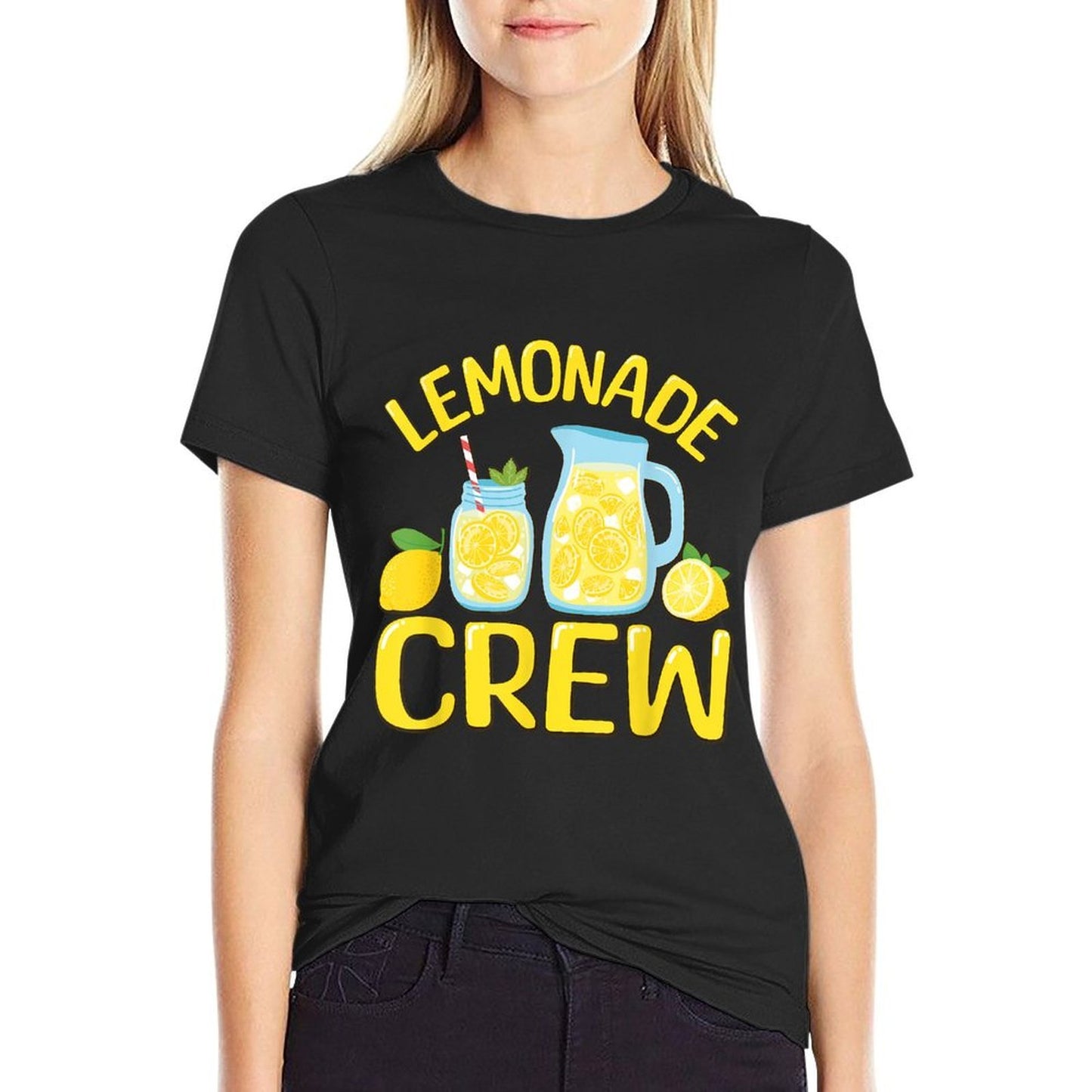 Lemonade Crew, Small, Black  Rolled Sleeves T-Shirt