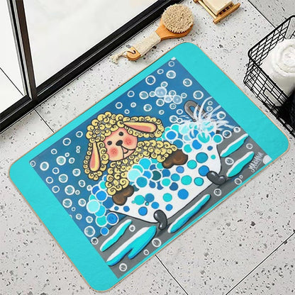 Baby Sheep Take A Bath  Fade-Resistant Bath Mat