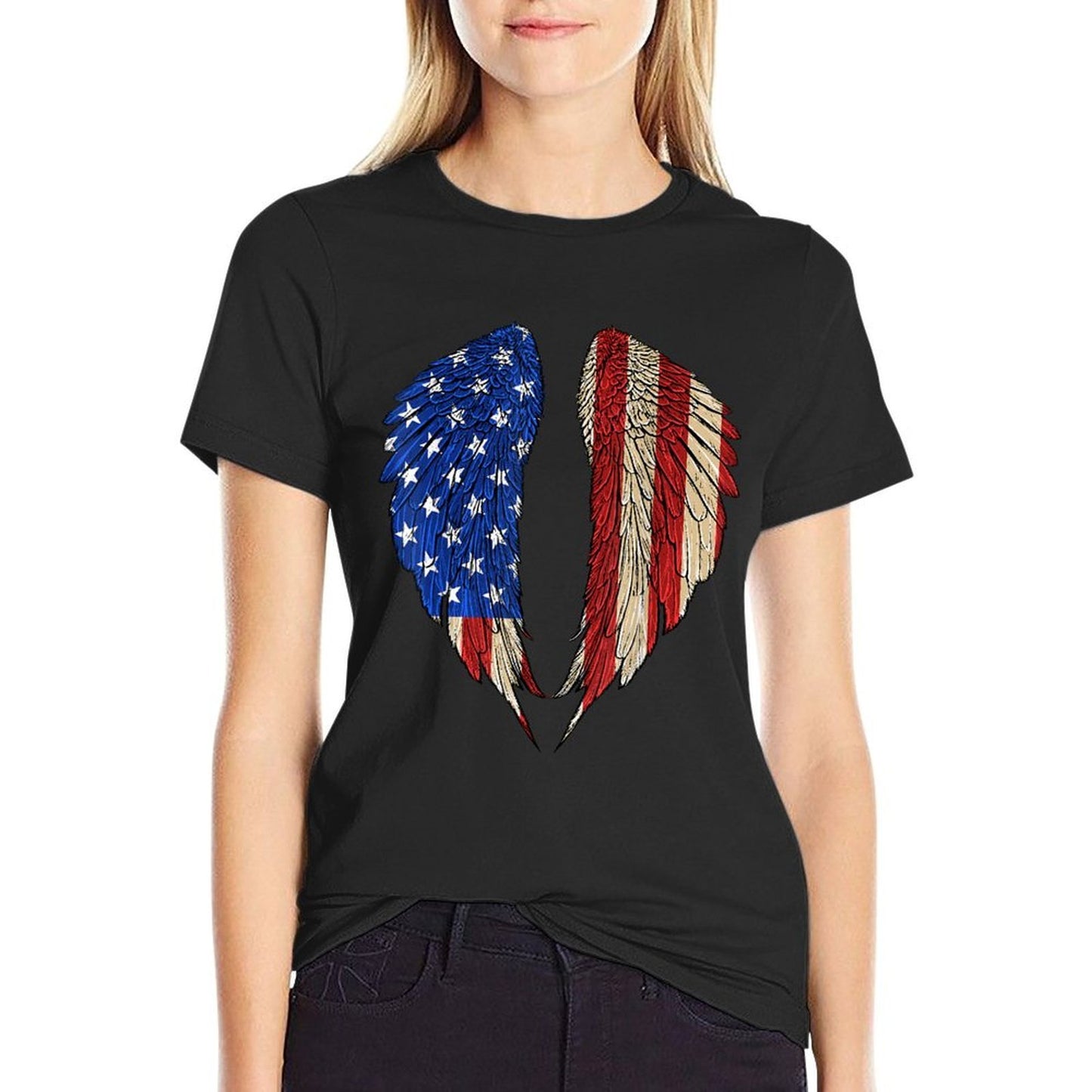 Angel Wings American Patriotic 4th Of July  Soft T-Shirt