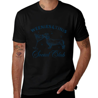 Weenies And Martinis Funny Dachshund Dog With Martini  Wrinkle-resistant T-Shirt