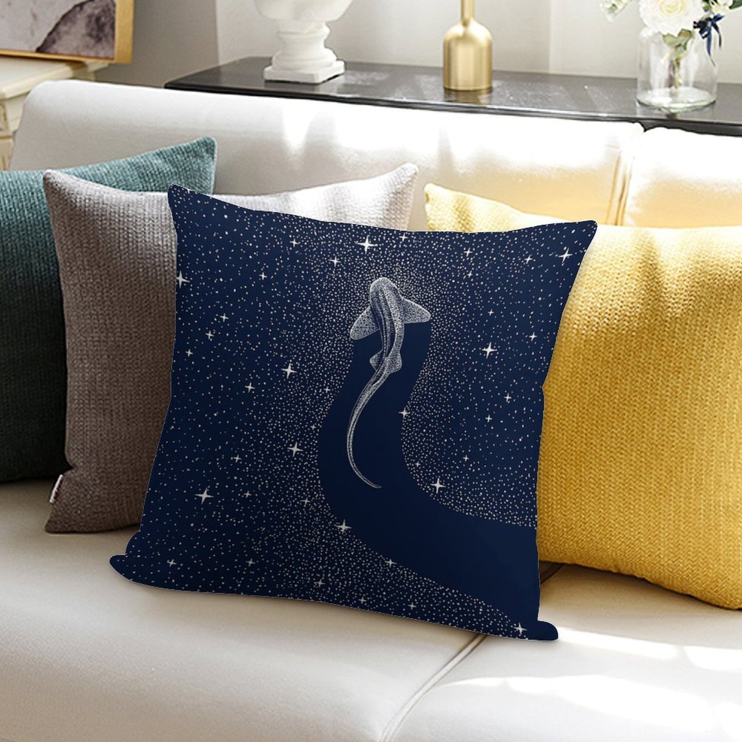 Leopard Shark in Cosmos Soft Skin-Friendly Throw Pillow