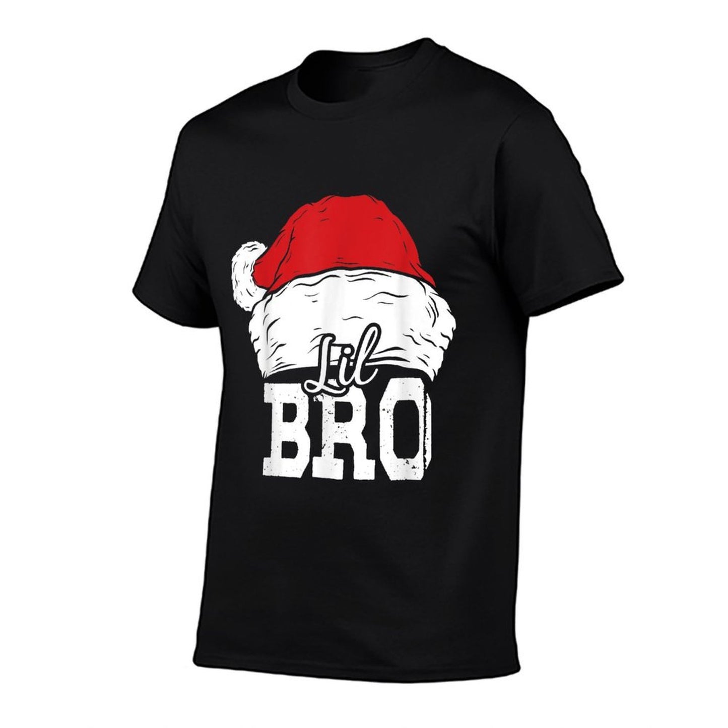 Lil Bro  Santa Hat Christmas Matching Family Pajama  Heathered Texture T-Shirt