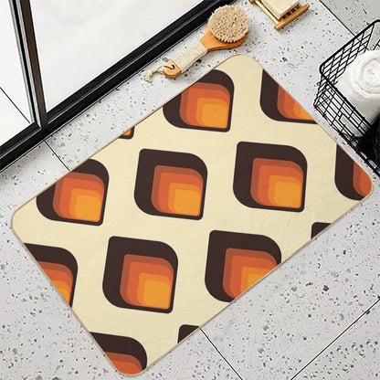 Mid-Century Modern Orange And Brown Tear Drop  Absorbent Bath Mat