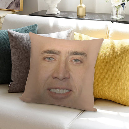 Nicholas Cage Face Pattern Soft Short Plush Fabric Throw Pillow
