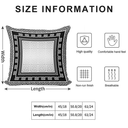 Greek Keys Black White Silver Gray Soft Hidden Zipper Throw Pillow