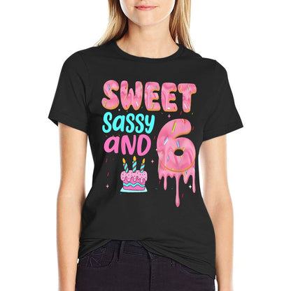 Kids Sweet Sassy And Six 6 Birthday Girl Donut 6th Birthday  Moisture-wicking T-Shirt