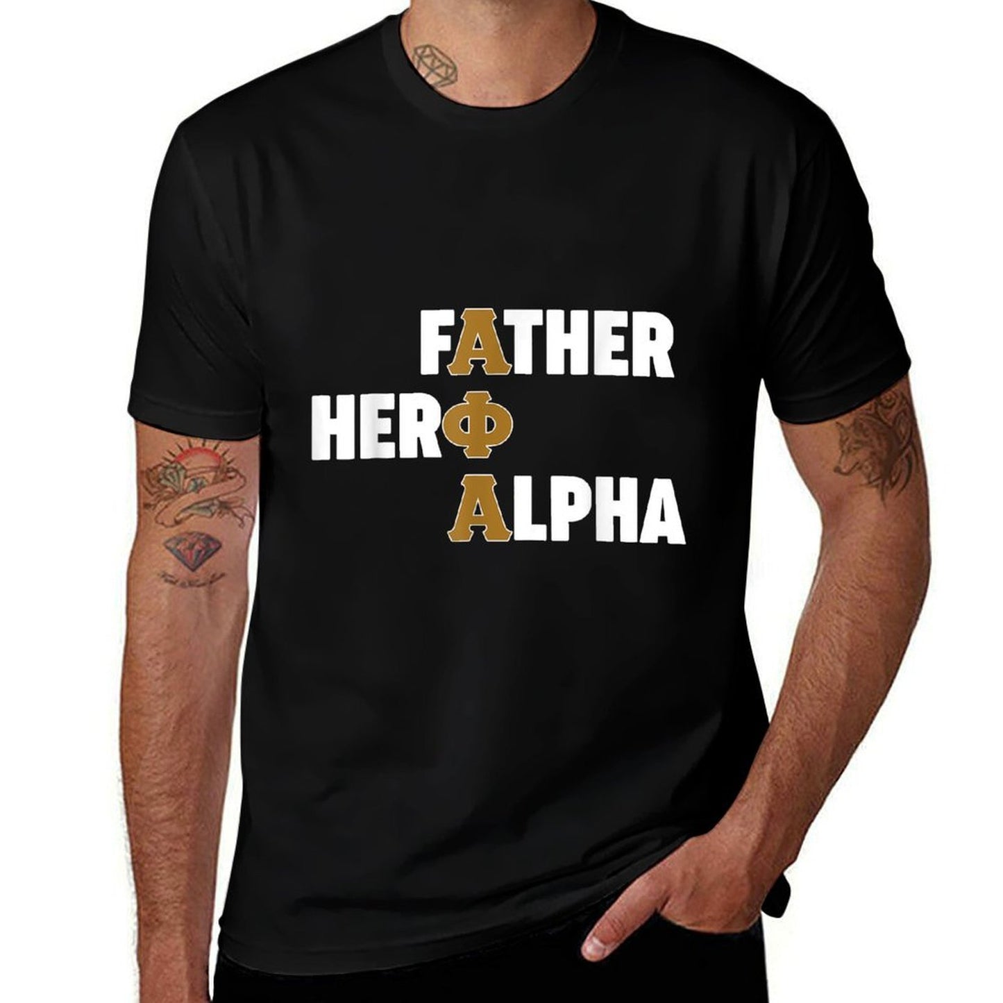 Mens Alpha African 1906 Fraternity Father Hero Alpha  Relaxed-fit T-Shirt