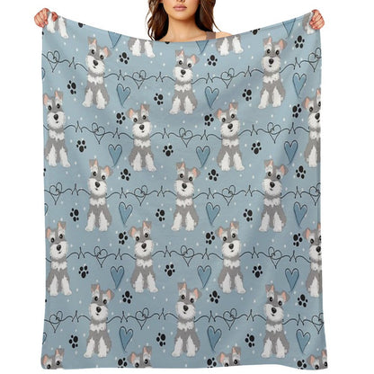Love Salt And Pepper Miniature Schnauzer Plush Throw Blanket