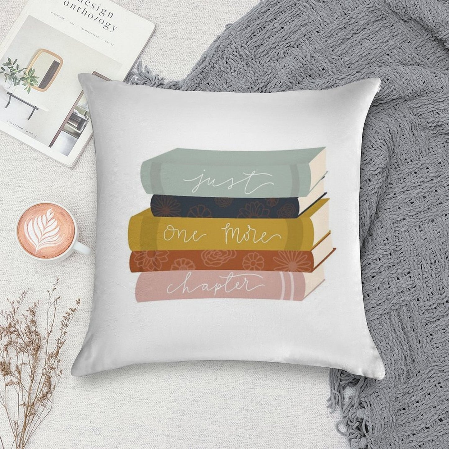 Just One More Chapter Soft Fade-Resistant Throw Pillow