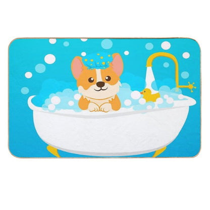 Corgi Taking A Bath  Pet-Safe Bath Mat