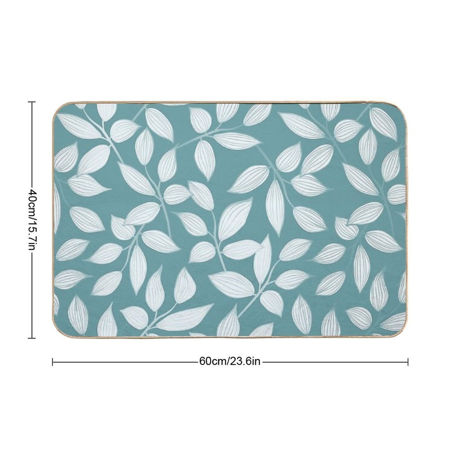 Floral Leaves in Teal Green  Dirt-Trapping Bath Mat