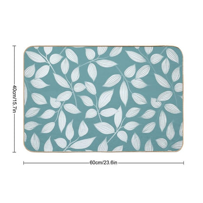 Floral Leaves in Teal Green  Dirt-Trapping Bath Mat