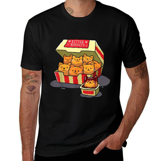 InGENIUS Funny Cat Owners & Gifts Kitten Nuggets Food Pun Cat Lover Gift Chicken Nuggets Unisex-Adults Black Small  Summer-ready Fabric T-Shirt