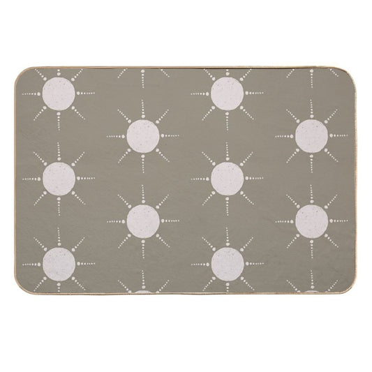 Pretty Polka Dots Sun Pattern Boho Aesthetic In Muted Colors Muted Green  Toxin-Free Bath Mat