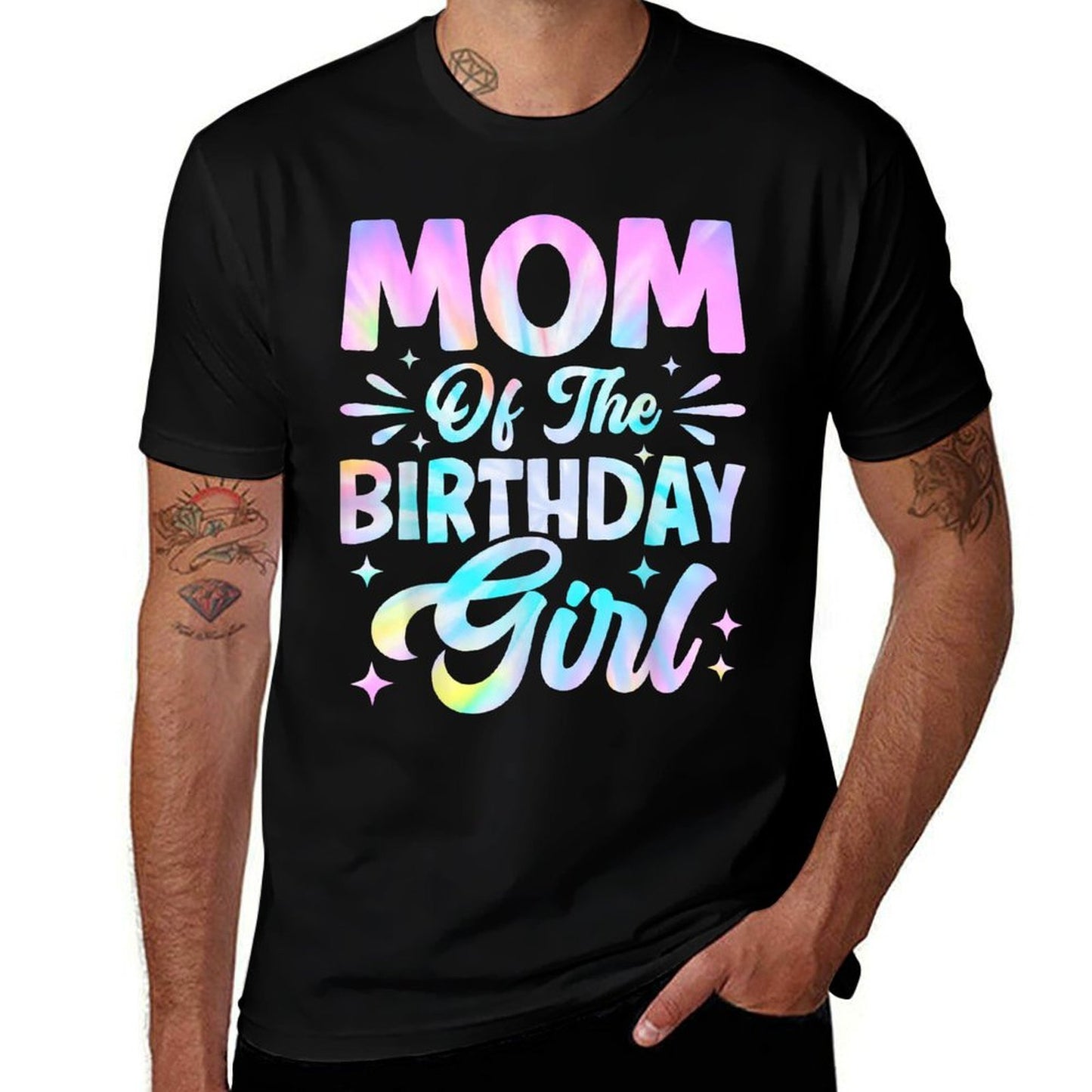 Mom Of The Birthday Girl Tie Dye Party Family Mommy  Moisture-wicking T-Shirt