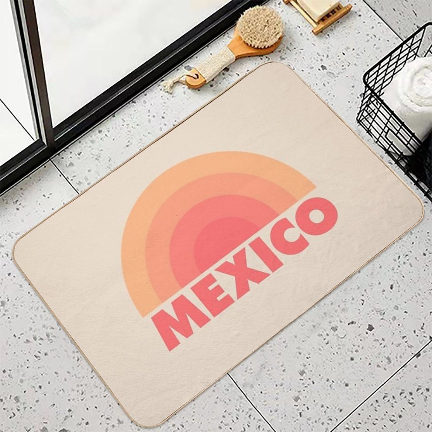 Mexico Retro Rainbow Orange  High-Traffic Bath Mat