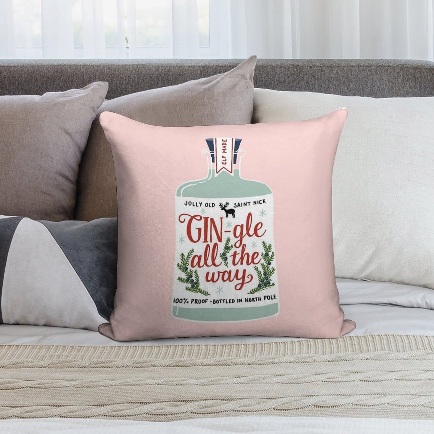 GIN-gle All The Way Soft Bedroom Essential Throw Pillow
