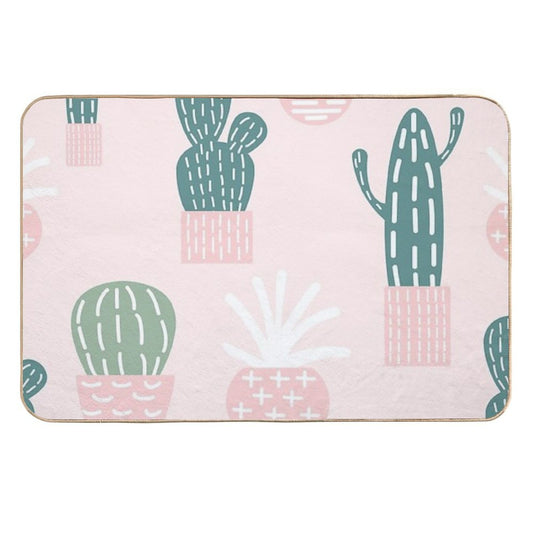 Cute Cacti on Pink Background  Absorbent Bath Mat