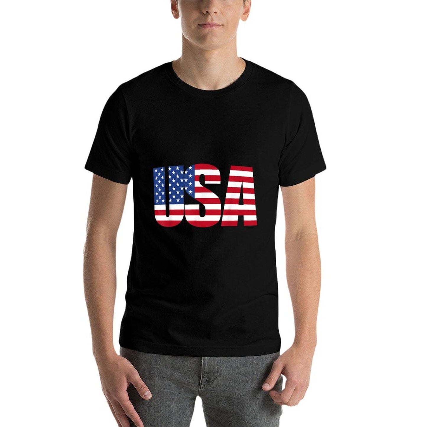 USA Patriotic American Flag For Men Women Kids Boys Girls US  Stretchy T-Shirt