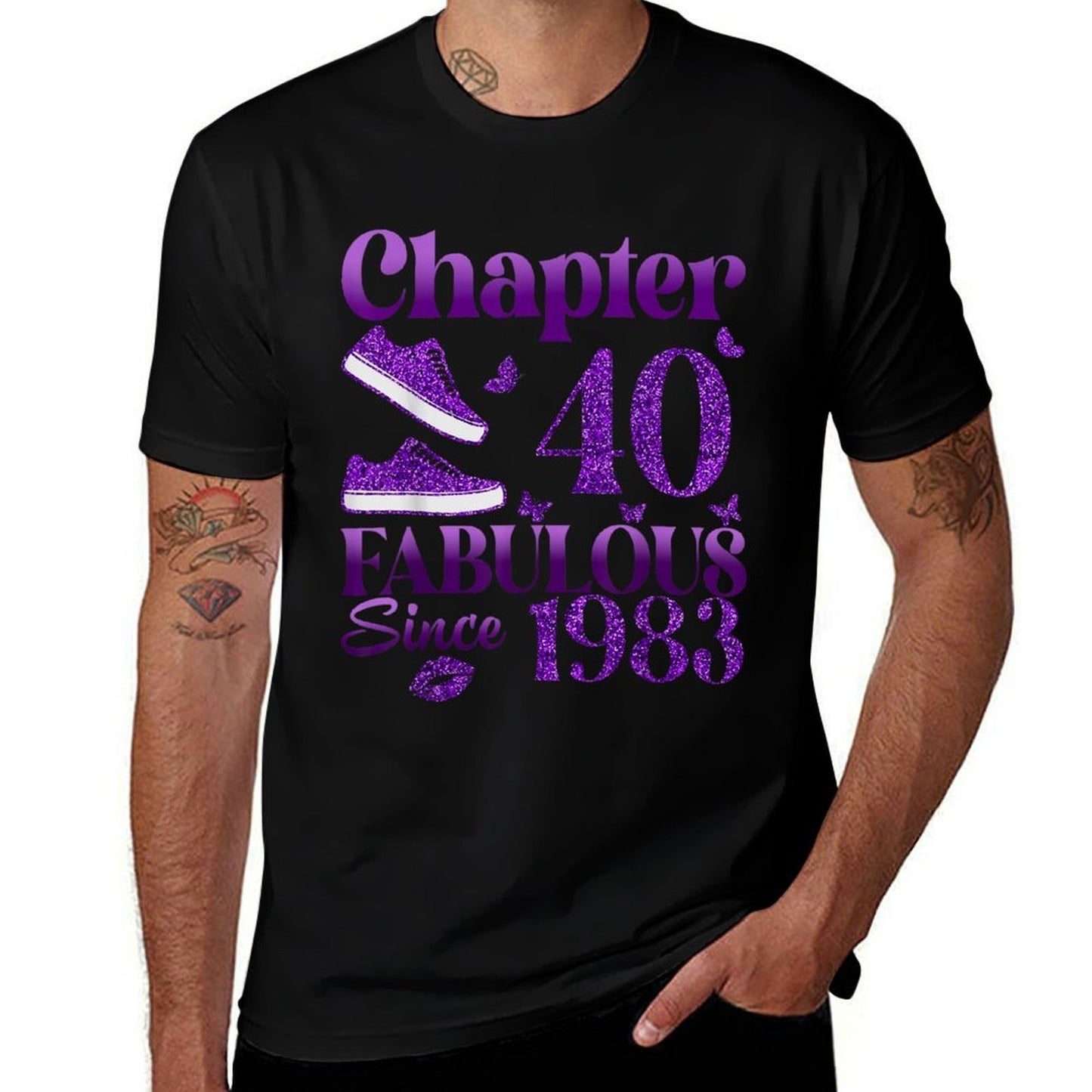 Chapter 40 Fabulous Since 1983 40Th Birthday Gift For Women  Ribbed Collar T-Shirt