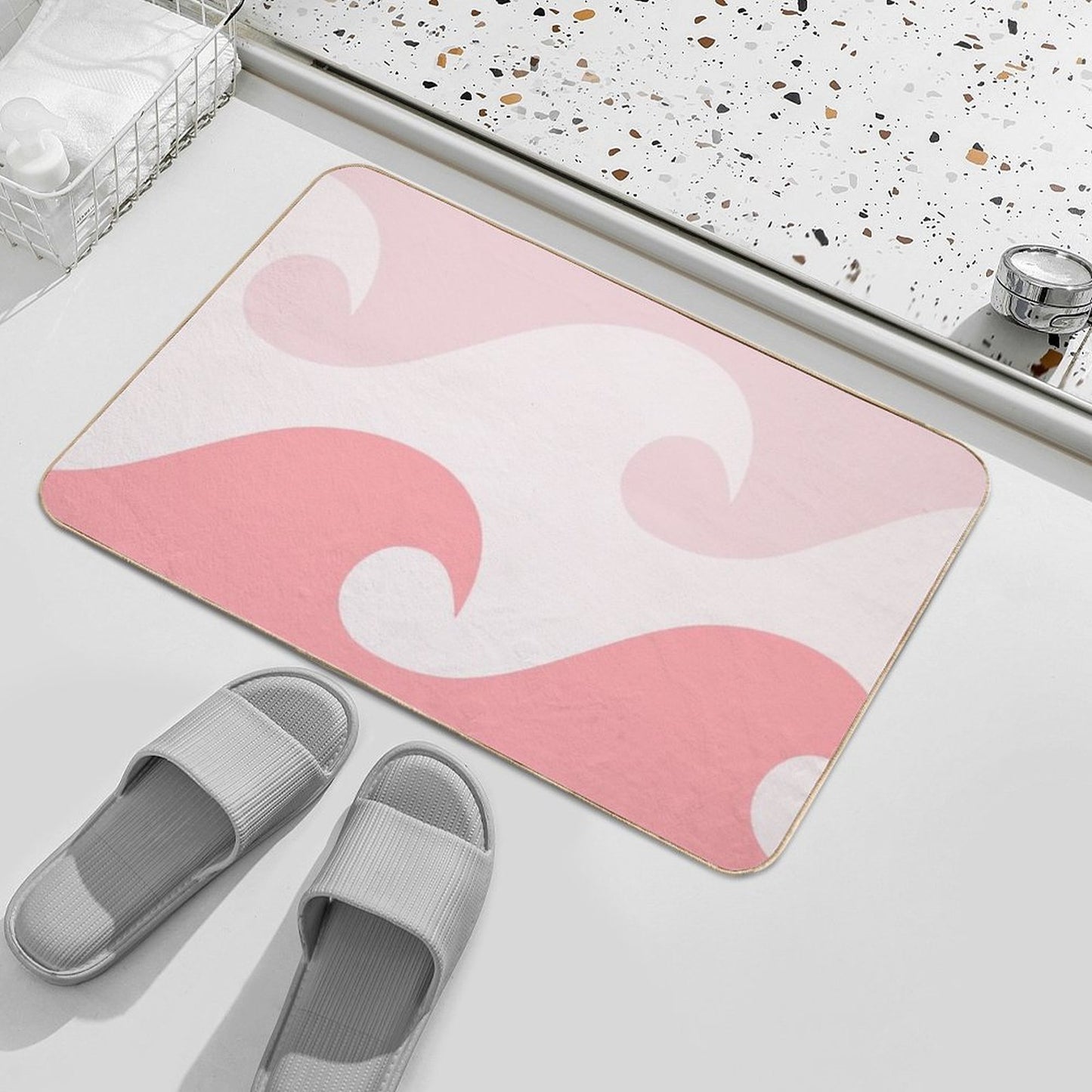Pink Ocean Waves  Slip-Resistant Bath Mat