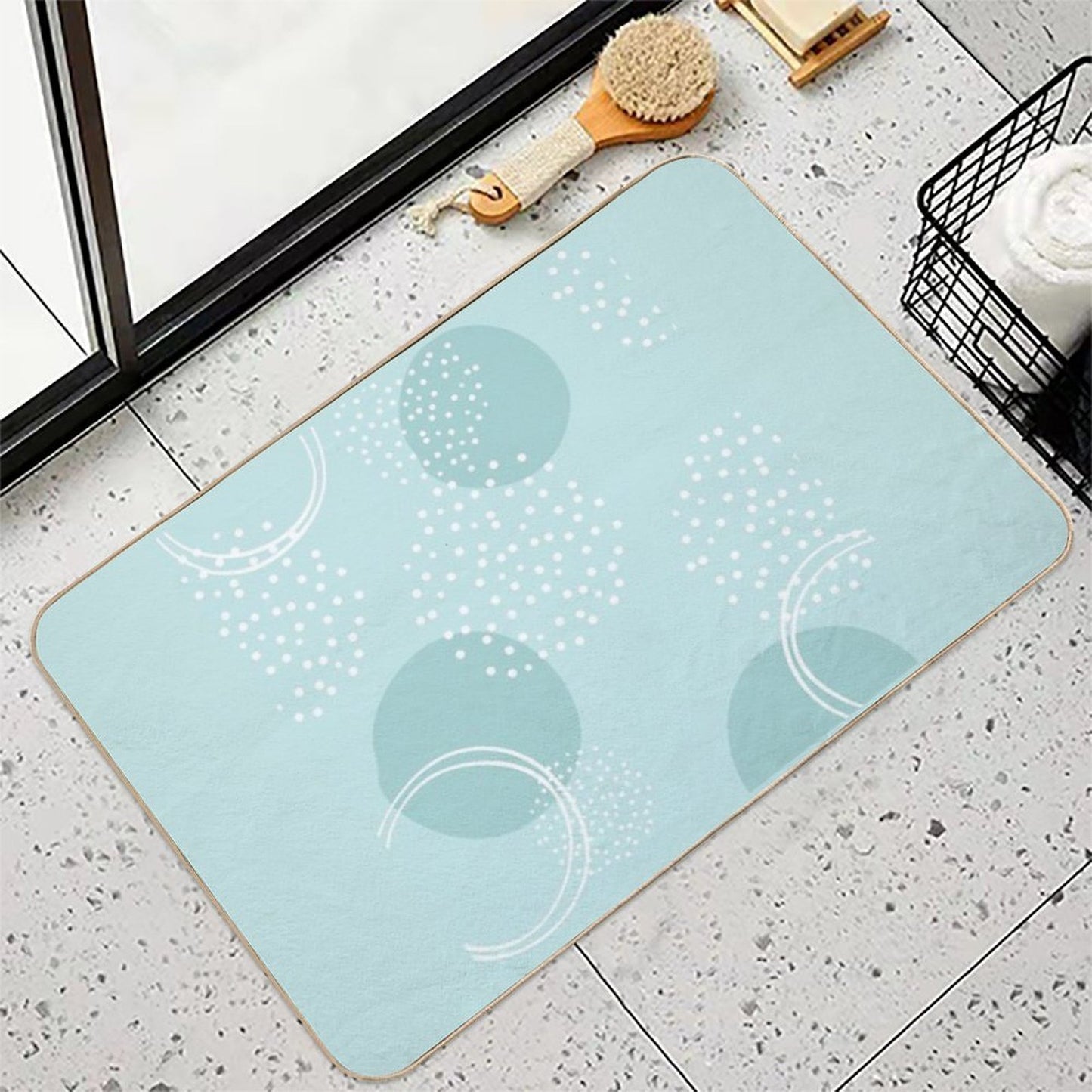 Modern Circles Blue  High-Traffic Bath Mat