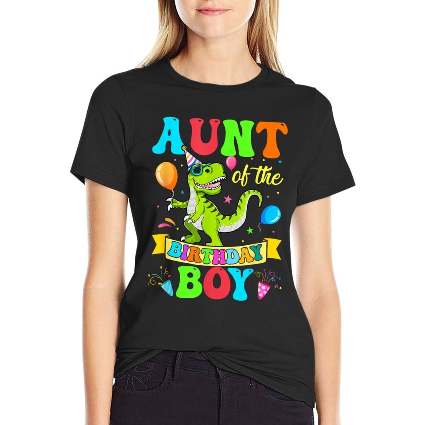 Love Family Matching Aunt Of The Birthday Boy T-Rex Dinosaur Birthday Party  Heathered Texture T-Shirt