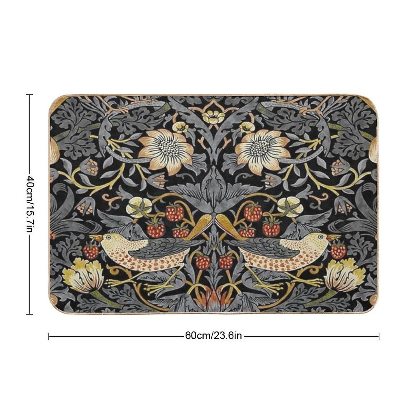 William Morris Strawberry Thief  Fade-Resistant Bath Mat