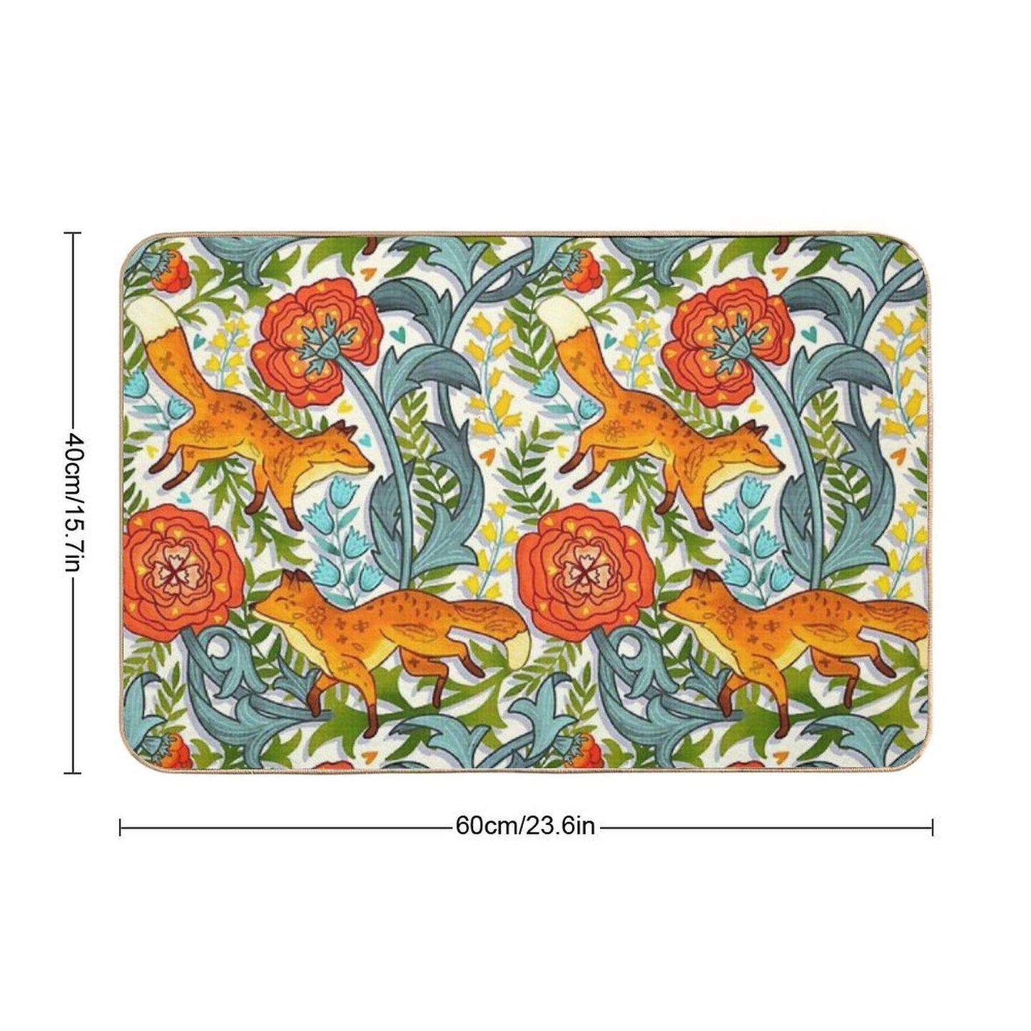 Art Nouveau Foxes  Non-Slip Bath Mat