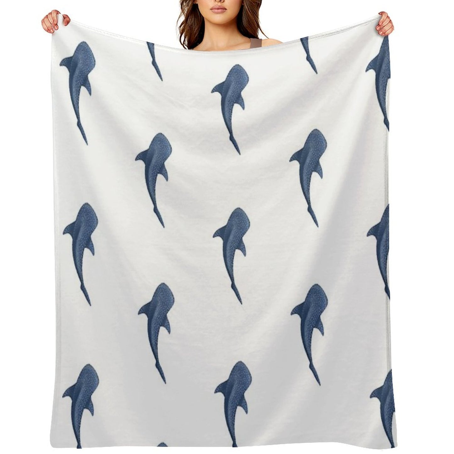 A Blue Whale Shark Swimming Easy Care Throw Blanket