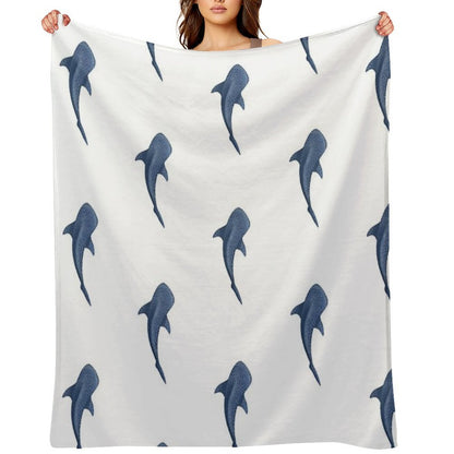 A Blue Whale Shark Swimming Easy Care Throw Blanket
