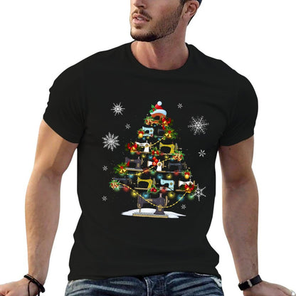 Sewing Machines Xmas Tree Lights Quilters Christmas Sweatshirt Comfortable T-Shirt