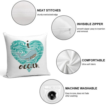 I Love Ocean (happy Whale) Ocean Soft Style Accent Throw Pillow