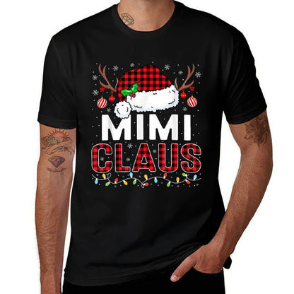 Christmas Lights Mimi Claus Family Matching Xmas Pajama  Summer-ready Fabric T-Shirt