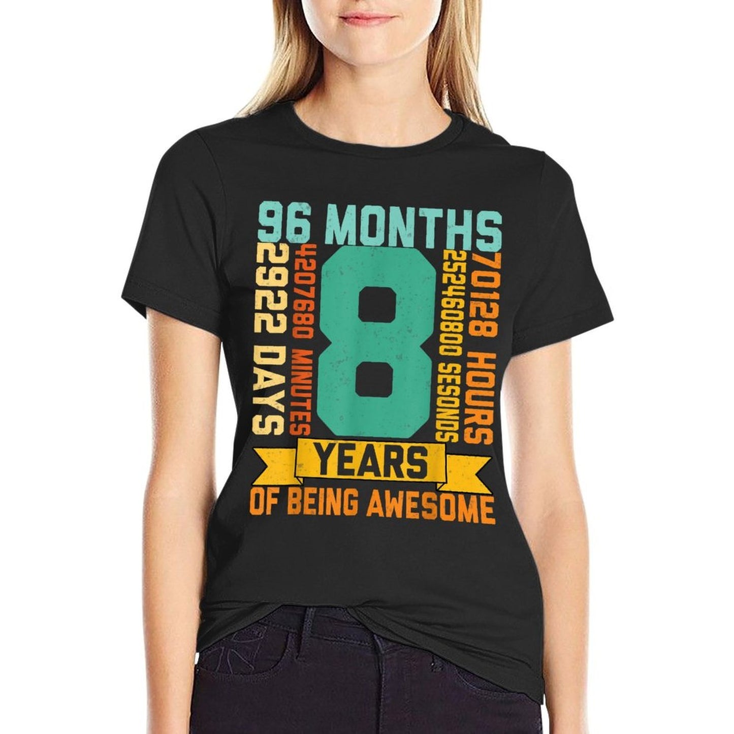 8 Years Of Being Awesome Math Lover Kids 8th Birthday Party  Summer-ready Fabric T-Shirt