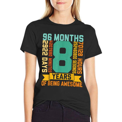 8 Years Of Being Awesome Math Lover Kids 8th Birthday Party  Summer-ready Fabric T-Shirt