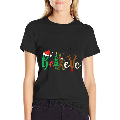 Funny Bigfoot Believe Christmas Rock  Roll Sasquatch Gifts  Classic T-Shirt