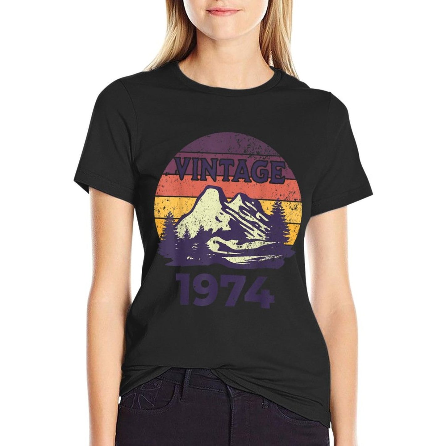 50 Year Old Gifts Vintage 1974 Limited Edition 50th Birthday  Ribbed Collar T-Shirt