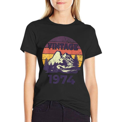 50 Year Old Gifts Vintage 1974 Limited Edition 50th Birthday  Ribbed Collar T-Shirt
