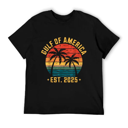 Retro Gulf Of USA America Est 2025 American Flag Wrinkle-resistant T-Shirt