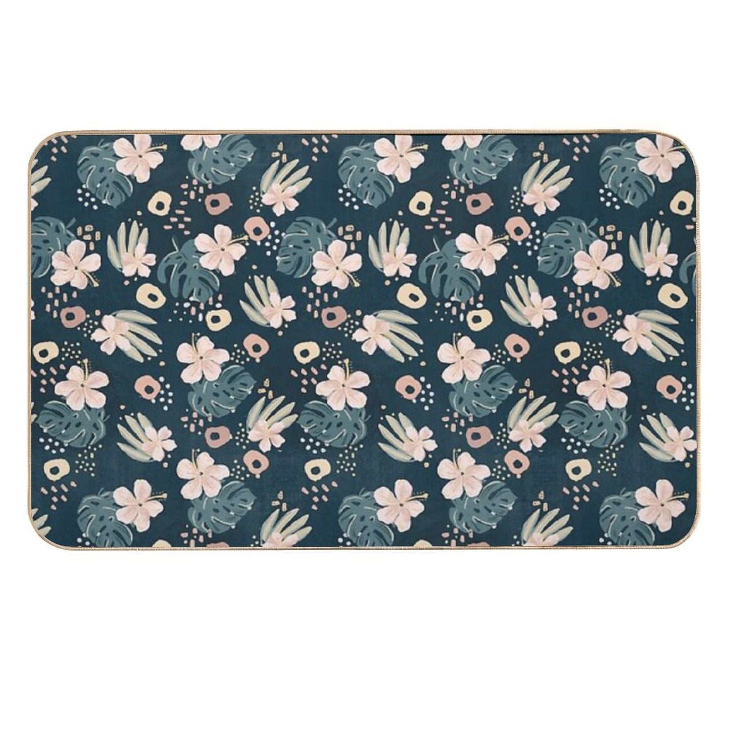Hybiscus Pattern  Long-Lasting Bath Mat