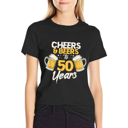 Cheers & Beers To 50 Years 50th Birthday Fifty Anniversary  Slim-fit Cut T-Shirt