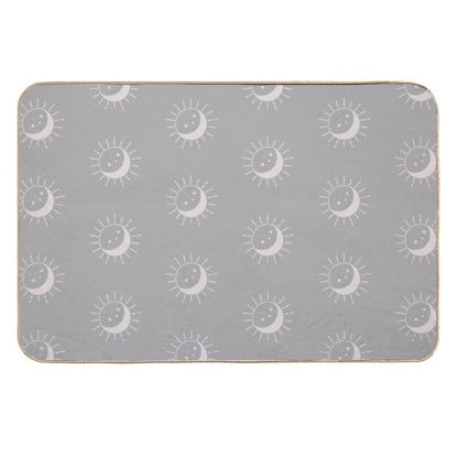 Pretty Sun And Moon Pattern Soft Aesthetic In Muted Colors Gray Taupe  Non-Slip Bath Mat
