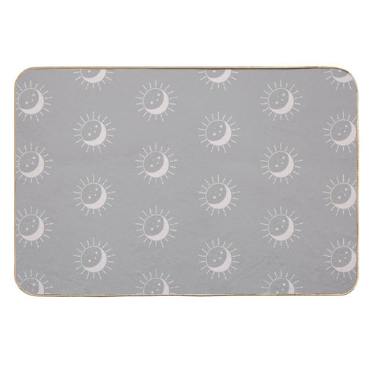 Pretty Sun And Moon Pattern Soft Aesthetic In Muted Colors Gray Taupe  Non-Slip Bath Mat