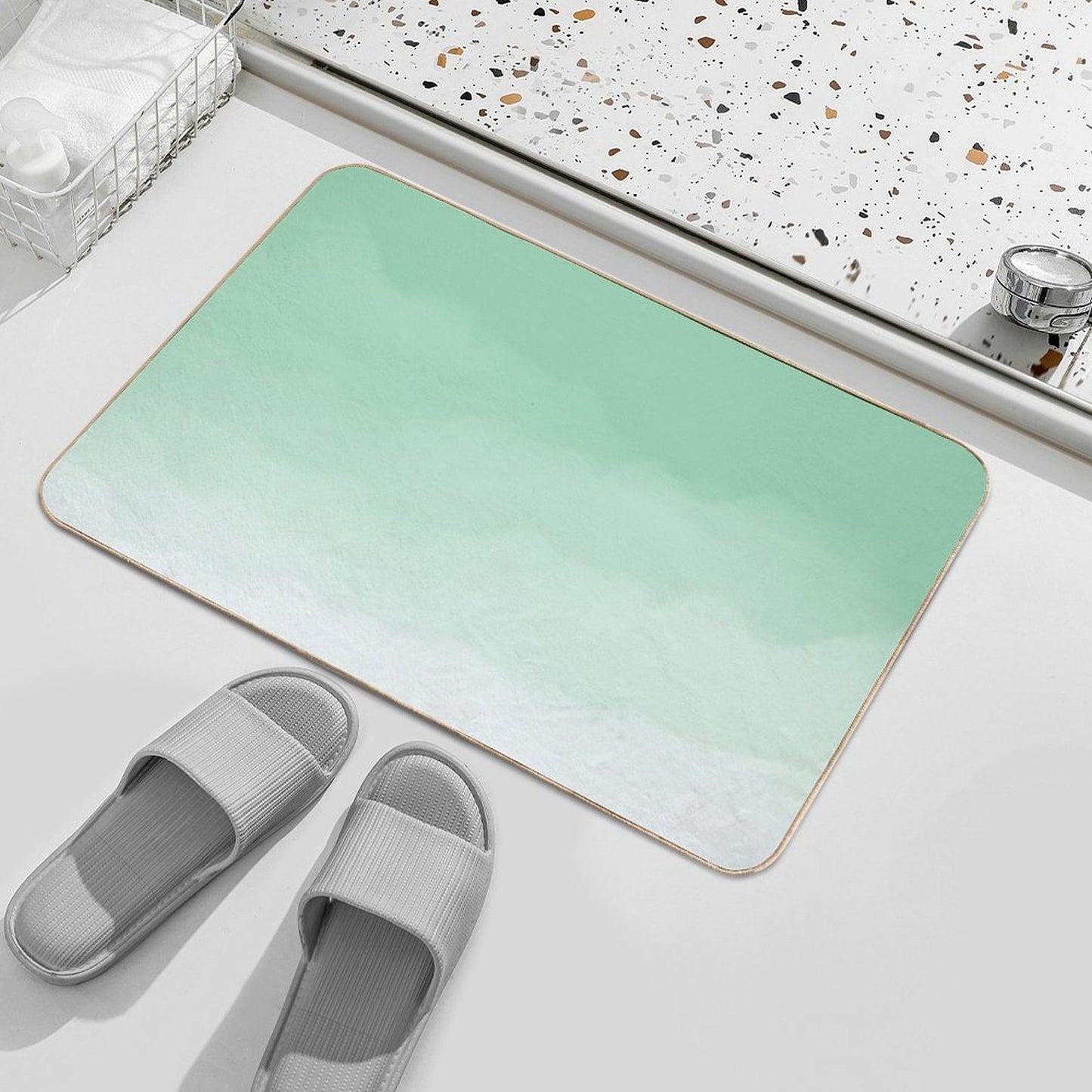 Seafoam Green Watercolor Ombre (seafoam Greenwhite)  Pet-Safe Bath Mat